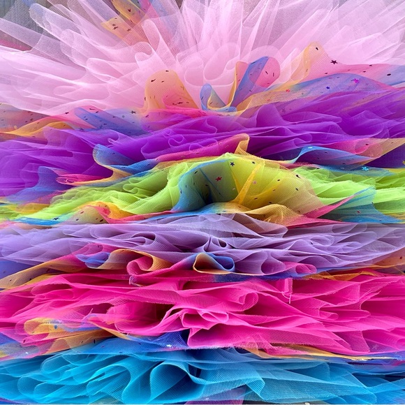 NWOT LED Rainbow Sparkle 4 full layer tutu LED light unicorn hairband wings set - Picture 5 of 11